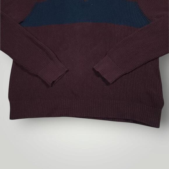 J Crew Sweater Mens XL Cotton Half Zip Waffle Knit Mock Neck Pullover Stripe - Picture 6 of 8